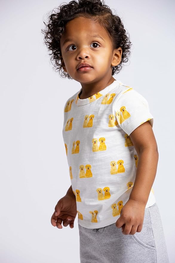Monica + Andy Crewneck Tee, 100% Organic Cotton Clothes for Girls & Boys, Printed T-Shirt Sizes for Kids, Toddler & Baby