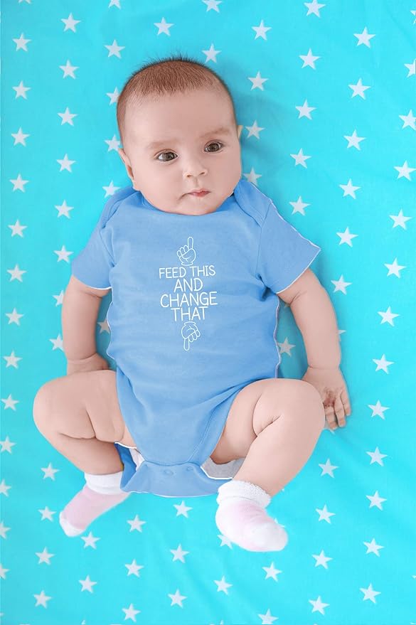 CBTwear Feed This and Change This - Baby Clothes - Funny Newborn Bodysuit Outfits for Boys and Girls