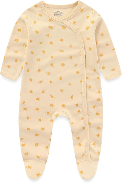 Kiddiezoom Baby Cotton Footed One-Piece Romper Multiple color combinations Jumpsuit Set For Newborn baby Pajamas