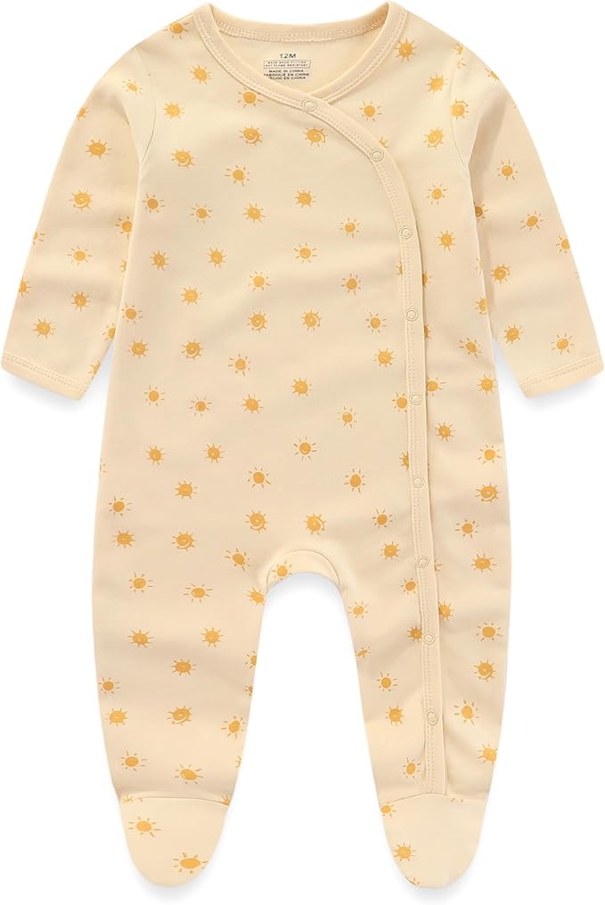 Kiddiezoom Baby Cotton Footed One-Piece Romper Multiple color combinations Jumpsuit Set For Newborn baby Pajamas