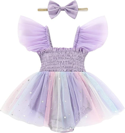 Baby Girl Clothes Infant Tulle Romper Ruffe Sleeveless Bodysuit Baby Girl Outfits Infant Girl Dress 0-18M