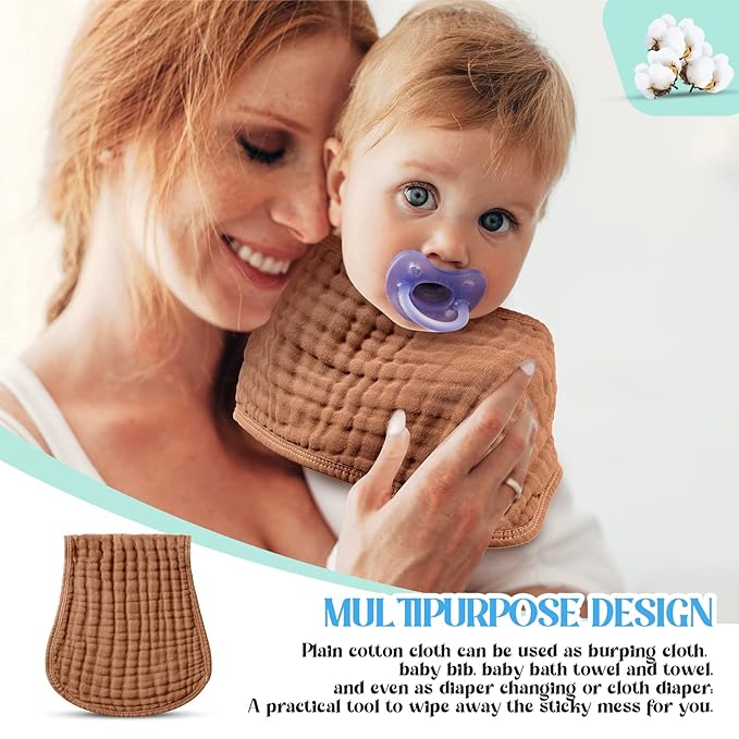 Frienda 6 Pack Muslin Burp Cloths Cotton Large 20''x 9'' Extra Absorbent and Soft Baby Burping Cloth for Baby Boy Girl Unisex(Fresh Colors)