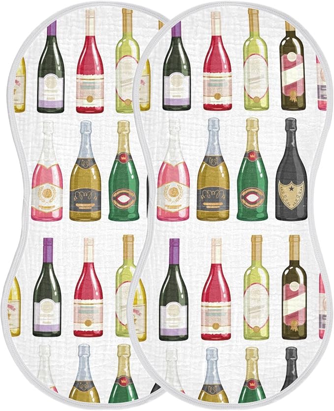 vvfelixl Wine Champagne Bottles Burp Cloths for Baby Boy Girls Baby Washcloths Burp Rags 1 Pack