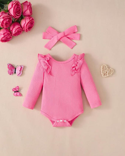 Newborn Baby Girl Clothes Infant Girl Outfits 0 3 6 12 18 Months Clothes for Girls Headband Clothing Set