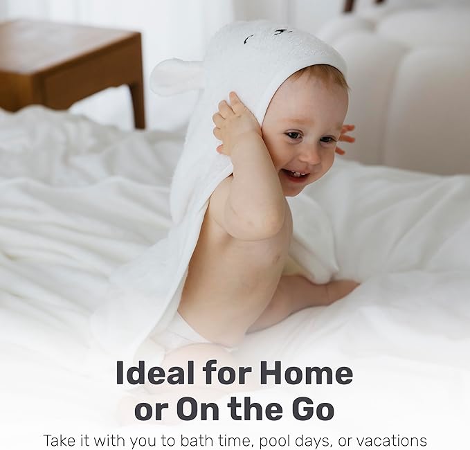 Snuggle Hooded Bamboo Baby Towel, Ultra-Soft Bamboo Viscose for Warmth and Quick Drying, Functional Bath-Time Essential, Adorable Hooded Baby Towels