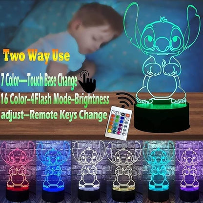 3D Illusion Night Light, 16 Color Night Light - 3D LED Intelligent Remote Control Lamp for Children's Room Decoration and Children's Gifts