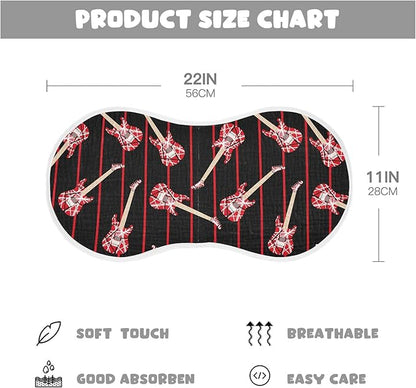 vvfelixl Electric Guitar Burp Cloths for Baby Boy Girls Baby Washcloths Burp Rags 1 Pack Black