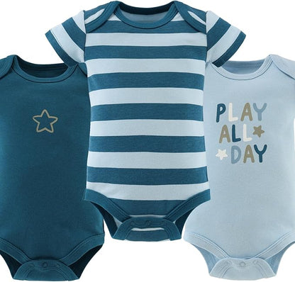 The Peanutshell Baby Boy Bodysuits - Newborn to 24 Months Baby Boy Clothes, 100% Cotton Infant Outfits - Star Stripe