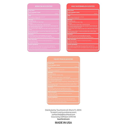 Touchland Hydrating Hand Sanitizer Spray, JUICY Trio Set (Watermelon, Peach, Berry), 1 FL. OZ. Travel Size Power Mist Sprays (Set of 3)