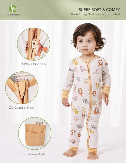 Baby Zippered Rompers Newborn Pajamas Sleepers Long Sleeve Jumpsuits Infant Zipper Romper-Viscose from Bamboo