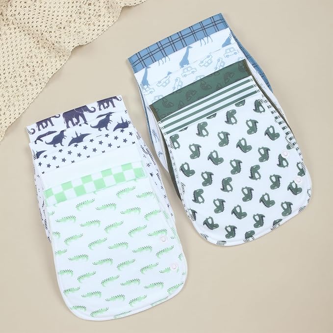 2-in-1 Burp Cloths and Baby Bibs - 6 Pack Large Super Absorbent Soft Cotton Burping Cloths for Spit Up, 3 Layers Thick Baby Burp Rags for Girls & Boys