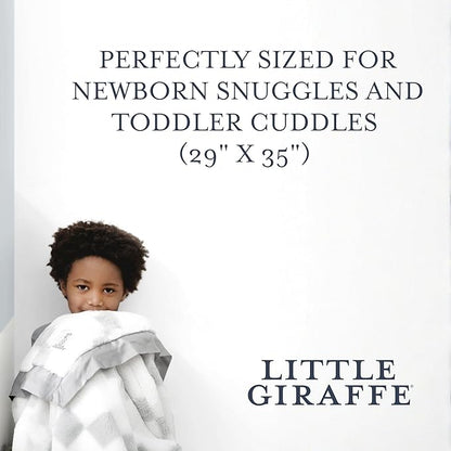 Little Giraffe Luxe Baby Blanket – 29x35” Satin Trim, Stairway Silver | Ultra-Soft, Hypoallergenic Stroller & Nursery Blanket | Perfect for Newborns & Toddlers