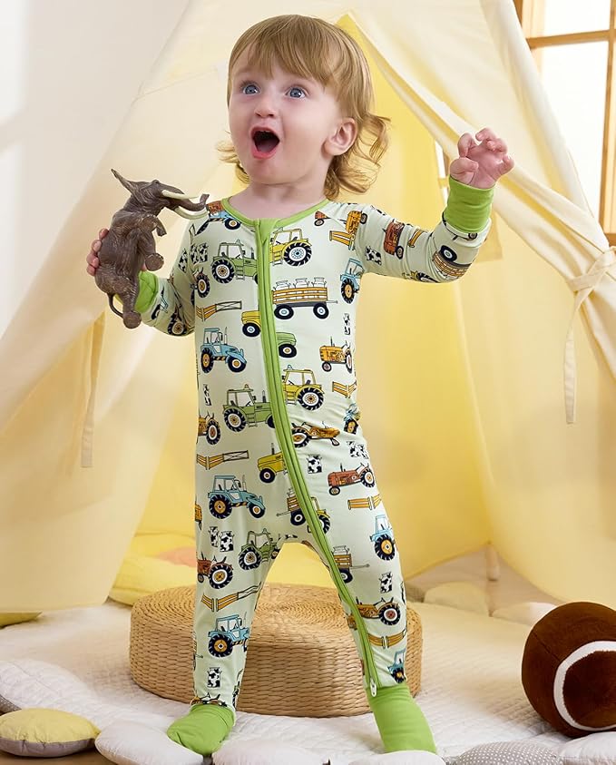 Bamboo Viscose Baby Convertible Footie Pajama, Zipper Pajamas for Baby Boys & Girls, Sleep & Play Footed Pjs