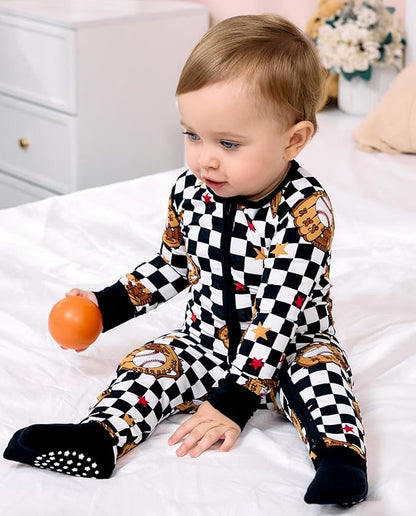 Bamboo Viscose Baby Convertible Footie Pajama, Zipper Pajamas for Baby Boys & Girls, Sleep & Play Footed Pjs