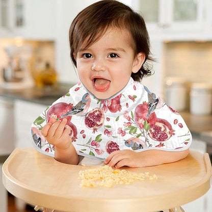 vvfelixl Muslin Burp Cloths Pomegranates Robin Birds Baby Washcloths for Baby Girl Boys 2 Pack White