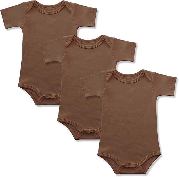 Baby Onsies 100% Cotton Short Sleeve Baby Bodysuits Solid Color Infant Bodysuits for Newborn Baby 3-Pack