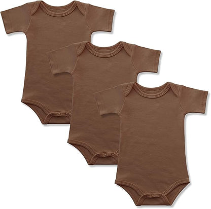 Baby Onsies 100% Cotton Short Sleeve Baby Bodysuits Solid Color Infant Bodysuits for Newborn Baby 3-Pack