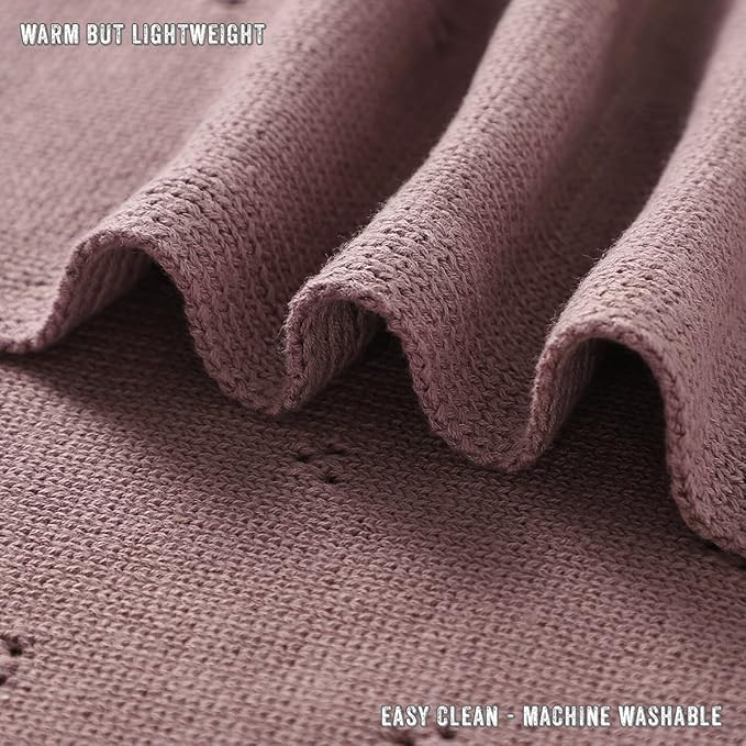 Organic Pointelle Receiving Swaddle Blanket for Girls - 100% Luxury Organic Soft Cotton Knit Warm Cozy Cuddle Stroller Blanket for Newborns, Infants, & Toddlers (Sugar Plum)