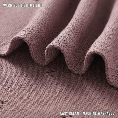 Organic Pointelle Receiving Swaddle Blanket for Girls - 100% Luxury Organic Soft Cotton Knit Warm Cozy Cuddle Stroller Blanket for Newborns, Infants, & Toddlers (Sugar Plum)