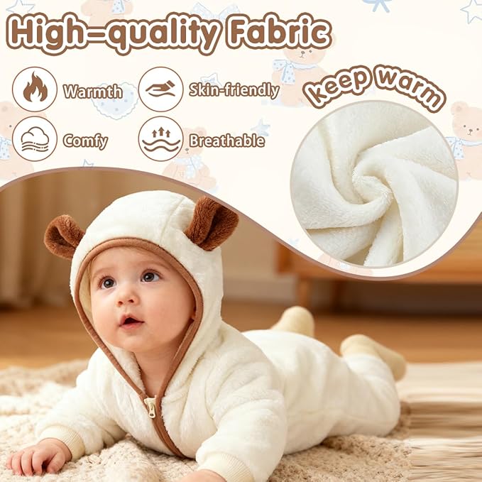 Fairy Baby Newborn Baby Bear Outfit Suit Thin Fleece Jumpsuit Romper Hooded Winter Clothes Snowsuit Coat Infant Girls Boys
