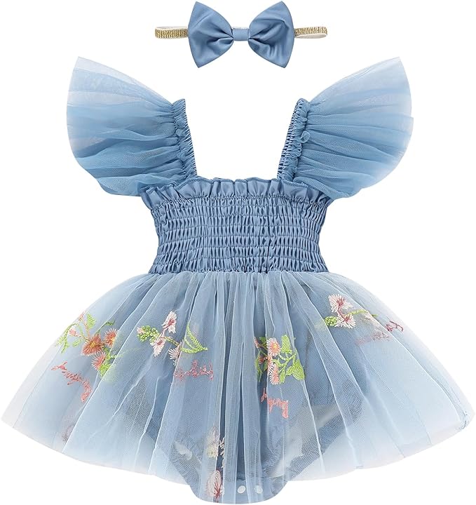 Baby Girl Clothes Infant Tulle Romper Ruffe Sleeveless Bodysuit Baby Girl Outfits Infant Girl Dress 0-18M