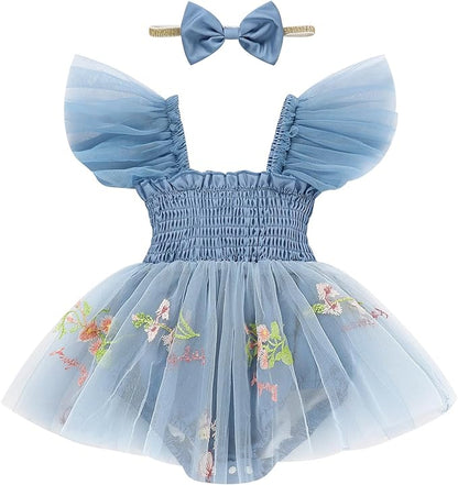 Baby Girl Clothes Infant Tulle Romper Ruffe Sleeveless Bodysuit Baby Girl Outfits Infant Girl Dress 0-18M