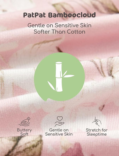 PATPAT Baby Sleeper Gown with Bamboo Viscose for Newborn Girls Boys, Knotted Nightgown with Mittens for Infant Home Coming