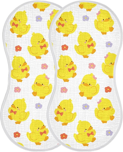 vvfelixl Baby Burp Cloths Cute Yellow Duck Baby Newborn Cotton Burping Cloths Set Baby Washcloths 4 Pack