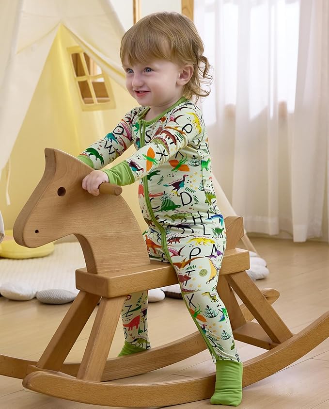 Bamboo Viscose Baby Convertible Footie Pajama, Zipper Pajamas for Baby Boys & Girls, Sleep & Play Footed Pjs