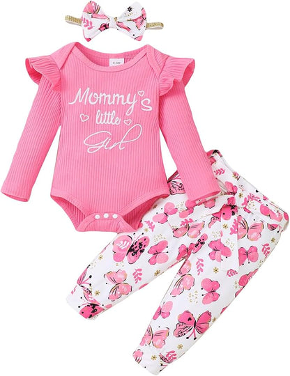 Newborn Baby Girl Clothes Infant Girl Outfits 0 3 6 12 18 Months Clothes for Girls Headband Clothing Set