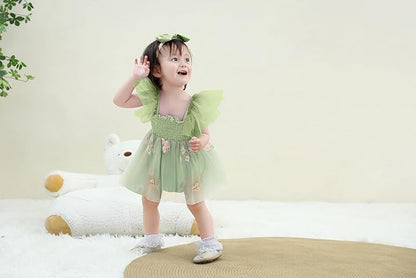 Baby Girl Clothes Infant Tulle Romper Ruffe Sleeveless Bodysuit Baby Girl Outfits Infant Girl Dress 0-18M