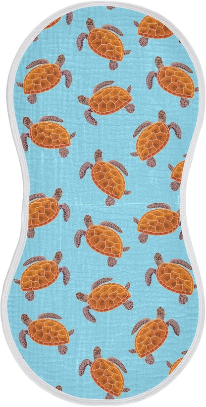 vvfelixl Baby Burp Cloths Turtle Baby Newborn Cotton Burping Cloths Set Baby Washcloths 4 Pack
