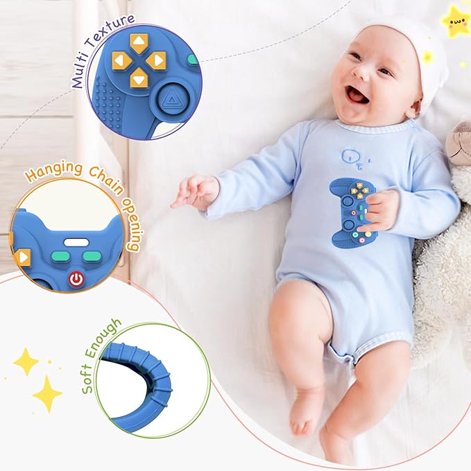 1 Pack Silicone Teethers for Babies 6-12 Months, Teething Toys for Babies 0-6 Months, Remote Teether for Baby, Sensory Toys for Babies,Toddler Infant Girl Boy Gifts