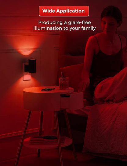 L LOHAS LED Red Night Light, Night Lights Plug into Wall, LED Night Lights with Light Sensor, Sleep Aid Red, Dimmable Night Light for Christmas, Holiday Decor, Hallway, Bedroom, 2 Pack