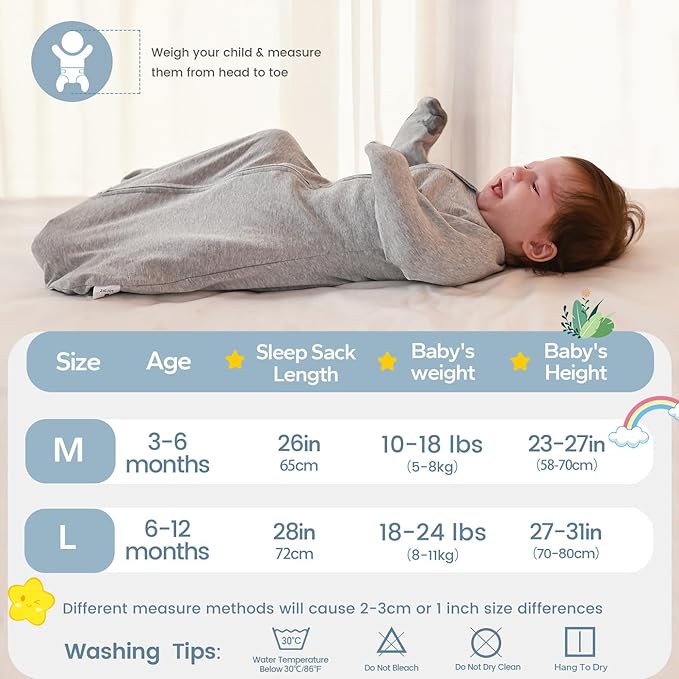 ZIGJOY Baby Transitional Swaddles for Newborns: 0.5 Tog Arms Up Sleep Sack 3-6-12 Months Soft Cotton Shark Fin 2 Way Zipper