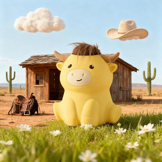 DREAMING MY DREAM Highland Cow Night Light,Cute Dimmable Farm Animal Highland Cattle Lamp,Soft Bedside Lamp for Nursery Bedroom,Decor Gifts for Adults Kids Boys Girls Christmas Gifts