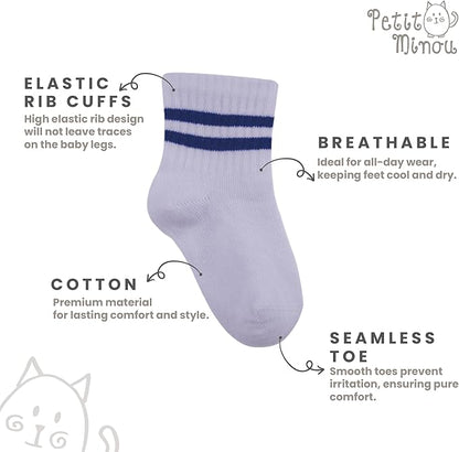 Bella Baby & Toddler Seamless-Toe Turkish Cotton Crew Socks (6-Pack)
