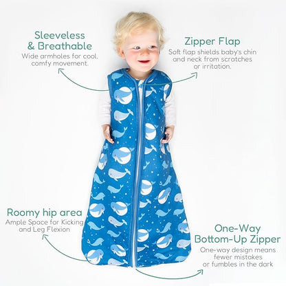 Baby Sleep Sack, 1.0 TOG Cozy Wearable Blanket, Soft Sleeping Bag with Zipper, Toddler Sleep Sack 0-3-6-12-24-3T