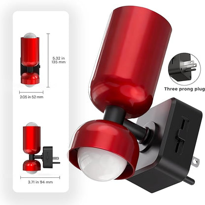 L LOHAS LED Night Light, Night Lights Plug into Wall, 0-100LM Bathroom Night Light, Dusk to Dawn Dimmable Nightlight, Modern Metal Red Nightlight for Bedroom,Mirror Restroom