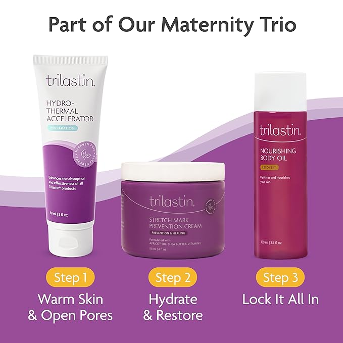 TriLASTIN Body Oil (3.4oz) | Vitamin-Infused Stretch Mark Oil | Body Serum for Scars, Stretch Marks, and Moisturizing | Paraben-Free and Hypoallergenic