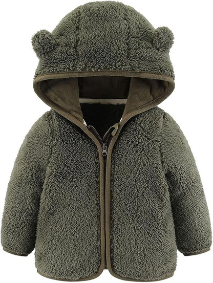 Gajaous Infant Baby Boys Girls Cartoon Fleece Jacket Hooded Coat with Ears Warm Zipper Up Outwear