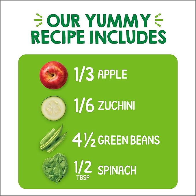HAPPYTOT Organics Stage 4 Baby Food Pouches,Gluten Free, Vegan Snack, Love My Veggies, Fruit & Veggies Puree, Apples, Zucchini, Green Beans & Spinach 4.22 oz Pouch (Pack of 16)