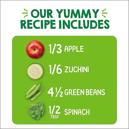 HAPPYTOT Organics Stage 4 Baby Food Pouches,Gluten Free, Vegan Snack, Love My Veggies, Fruit & Veggies Puree, Apples, Zucchini, Green Beans & Spinach 4.22 oz Pouch (Pack of 16)
