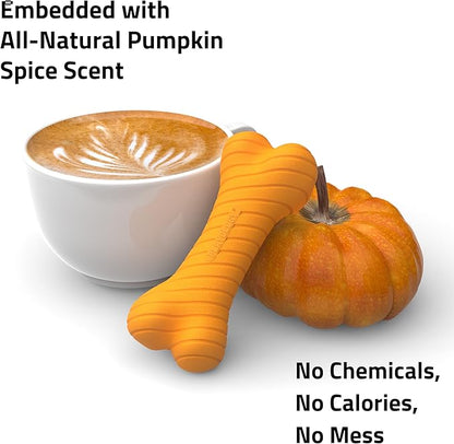 Playology Dog Toys | Dual Layer Bone Durable Chew Toy Bone for Dogs (Value 2-Pack) | Small Pumpkin Spice Scented Toy - Easy to Clean and Made from Non Toxic Materials