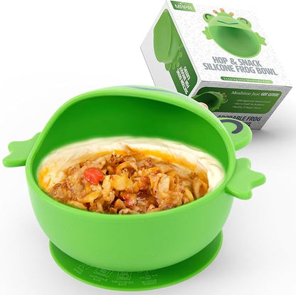 MRPR Hop & Snack Silicone Frog Bowl – Silicone Suction Bowl for Toddlers – BPA-Free, Microwave & Dishwasher Safe – Spill-Resistant, Travel-Friendly