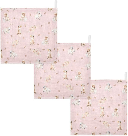 vvfelixl Baby Cotton Washcloths Golden Retriever Infants Bath Towel for Unisex Face Towels for Newborn, Natural Baby Wipes Delicate Skin, 11.8 X 11.8 inch, one sizex5