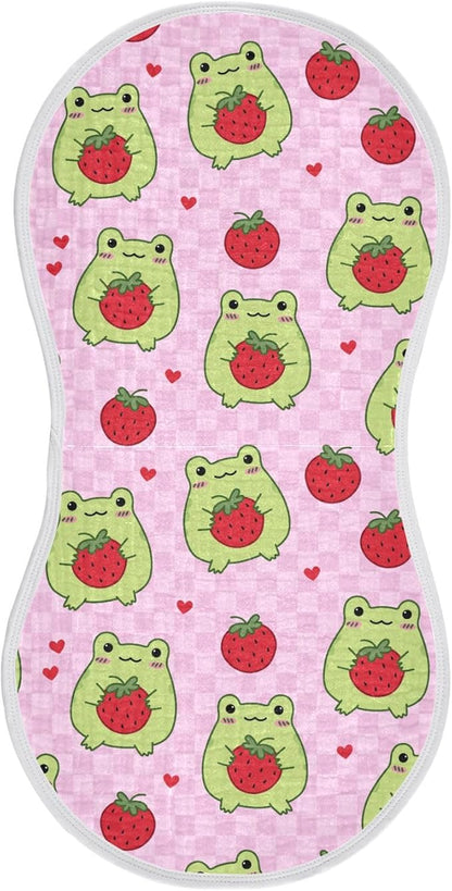 vvfelixl Baby Burp Cloths Cute Frogs Strawberry Baby Newborn Cotton Burping Cloths Set Baby Washcloths 4 Pack