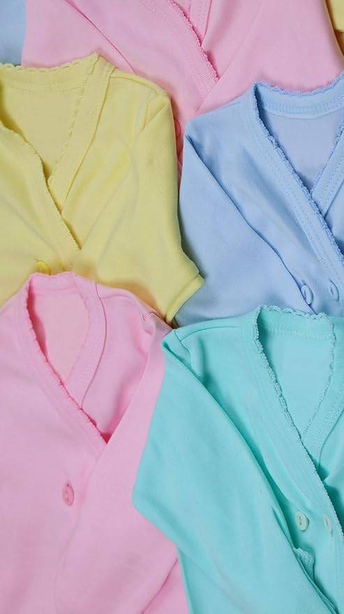 ToBeInStyle Babies' 4 Pack Relaxed Fit Short or Long Sleeve Button Up Kimono Tee Swaddle Shirt