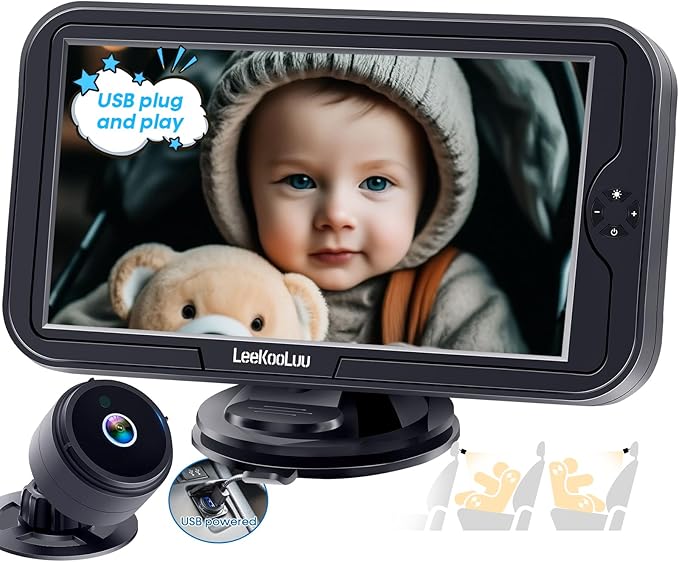 Carseat Car Camera for Baby: HD 1080P Display Real-Time Monitoring for Infants 0-4 Years No Delay - Clear Night Vision USB Plug-Play Safe and Durable Easy Setup Peace of Mind While Driving on the Go