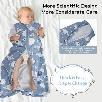 Baby Sleep Sack 12-18 Months Baby Wearable Blanket 100% Cotton TOG 0.5 2-Way Zipper Newborn Sleeping Bag, 3 Pack Comfy Lightweight Sleep Sacks for Babies